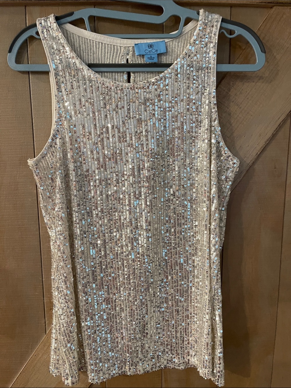 CeCe Silver Sequin Sleeveless top NWOT